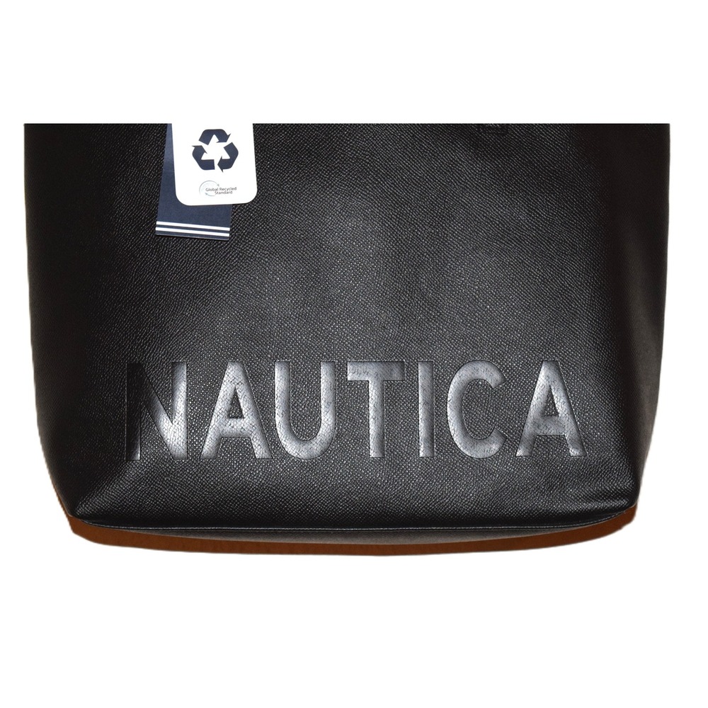 NWT Nautica Aniston Tote Bag Women OS Black NEW Saffiano Recycled